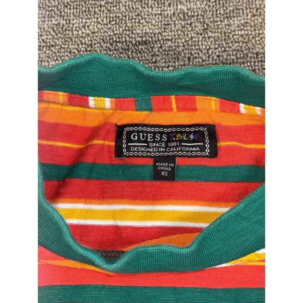 Guess Jeans Los Angeles Embroidered Striped Mens Shirt Size XS - Picture 4 of 6